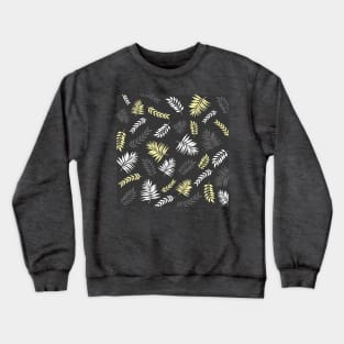 Abstract Leaves Pattern In Grey, Yellow And White Crewneck Sweatshirt